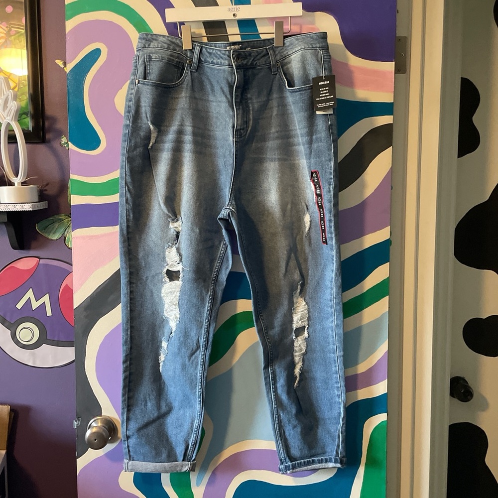 Ripped Up Blue Mom Jeans
